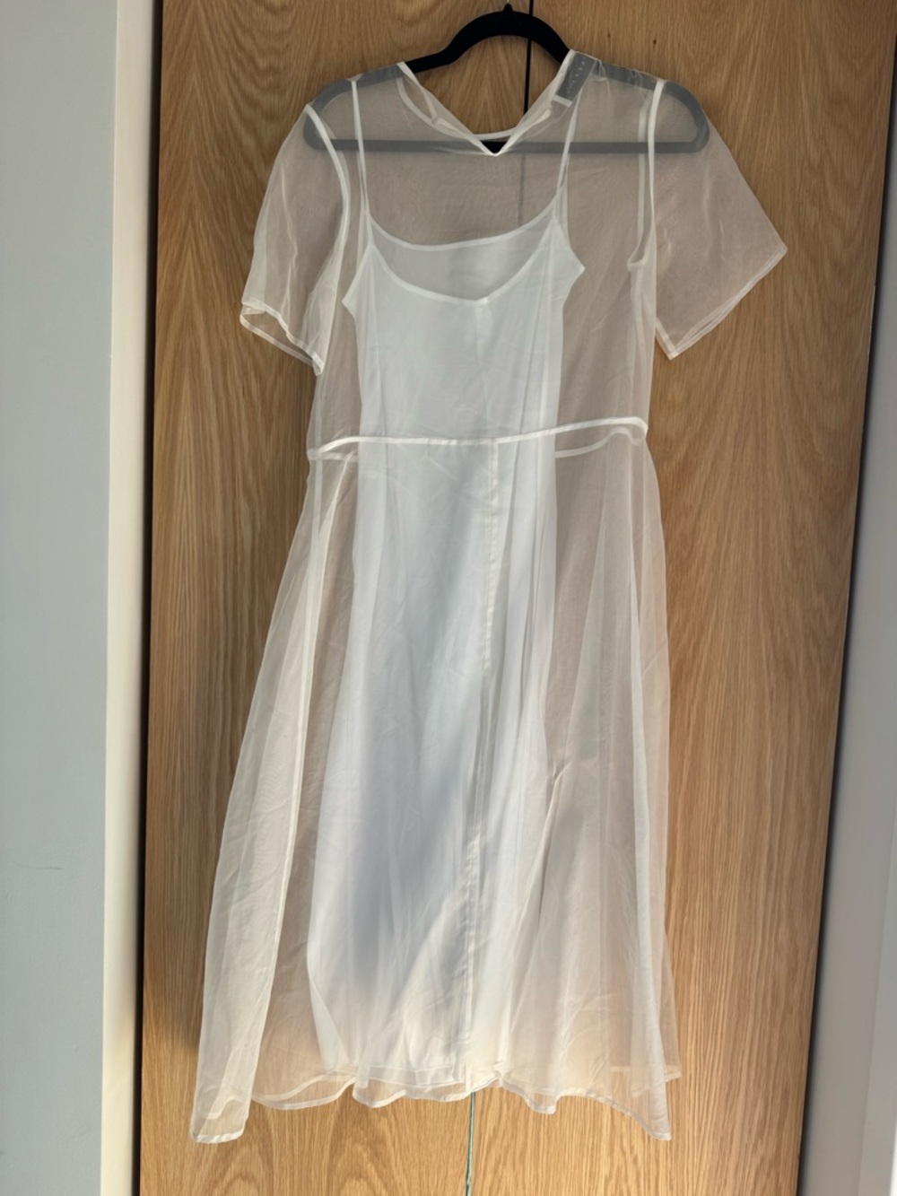 Mansur Gavriel White Sheer Midi Dress with Slip - Picture 6 of 10